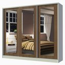 Ver imagem 2 de Guarda-Roupa Casal 100% MDF Madesa Eros 3 Portas de Correr de Espelho Branco/Rustic Cor:Branco/Rusti