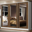 Ver imagem 1 de Guarda-Roupa Casal 100% MDF Madesa Eros 3 Portas de Correr de Espelho Branco/Rustic Cor:Branco/Rusti