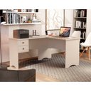 Ver imagem 2 de Escrivaninha Mesa de Computador em L de Canto Parise 2 Gavetas Tampo 18mm Cor Off White Brilho