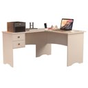 Ver imagem 1 de Escrivaninha Mesa de Computador em L de Canto Parise 2 Gavetas Tampo 18mm Cor Off White Brilho