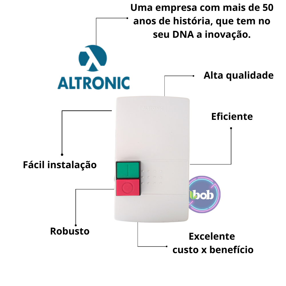 Chave de Partida Trifásica 4cv 5cv 380V 10A C/ Botoeira - 4