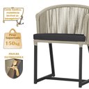 Ver imagem 4 de Mesa com 4 Cadeiras de Jantar Roma 100cm e Noronha em Aluminío Preto Corda Nautica Estofado 11 Trama