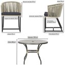Ver imagem 2 de Mesa com 4 Cadeiras de Jantar Roma 100cm e Noronha em Aluminío Preto Corda Nautica Estofado 11 Trama