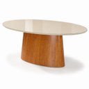 Ver imagem 1 de Mesa de Jantar Oval Perla Base Madeira Laminada Cinamomo e Vidro:Off White/200x100