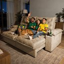 Ver imagem 2 de Sofá Retrátil e Reclinável 2,65m Stadium Molas Ensacadas Velupluma Bege Cama Inbox
