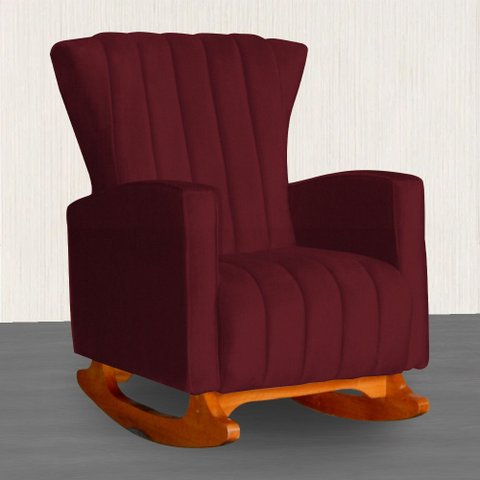 Poltrona Estofada de Balanço Melinda Suede Vermelho Bordo - Lm Decor