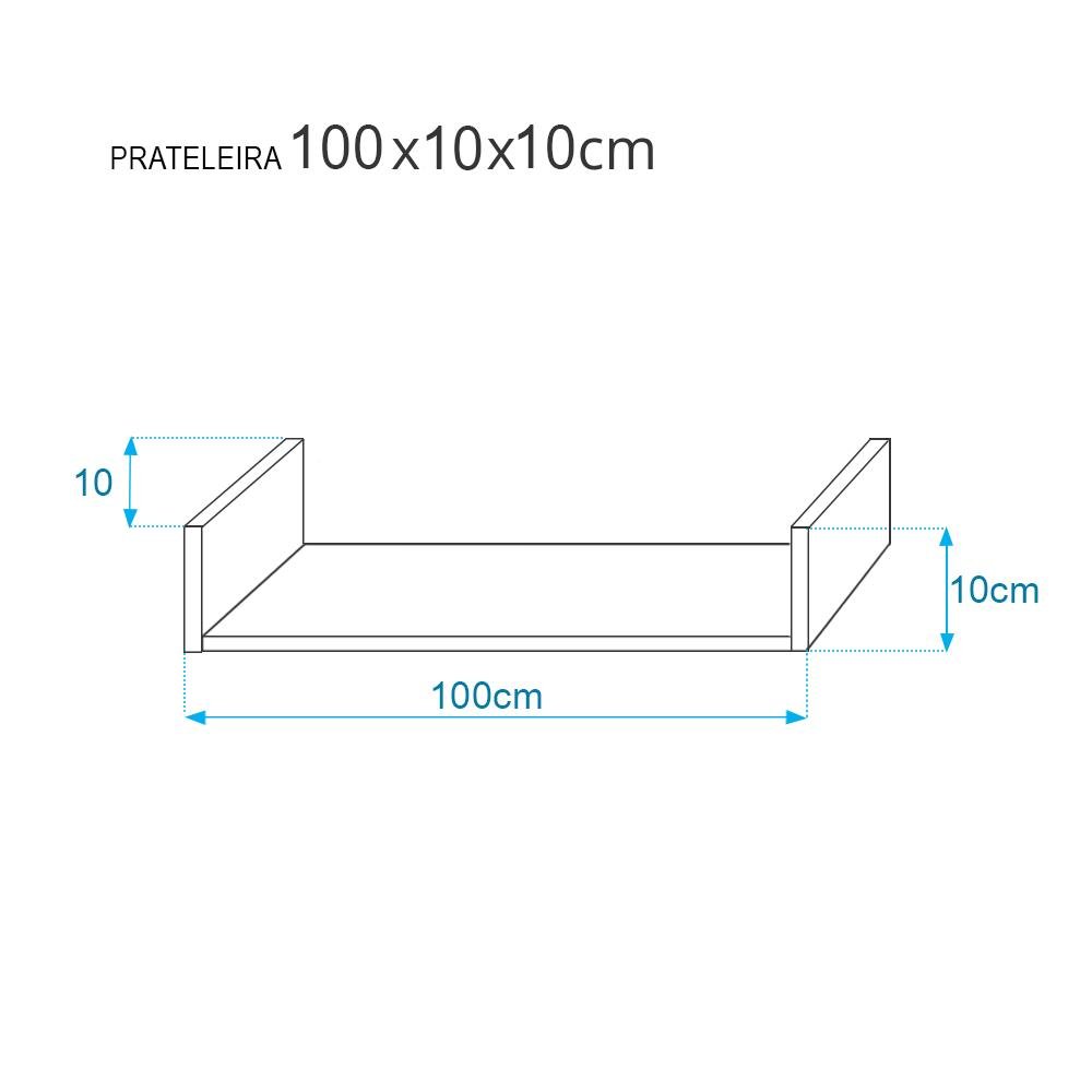 Prateleira U 100 X 10cm Branca Suporte Invisível - 3