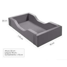 Cama Infantil Espumada Clara Premium Conforto Quarto Criança Proteção Moderna com Colchão Cor Cinza - 5
