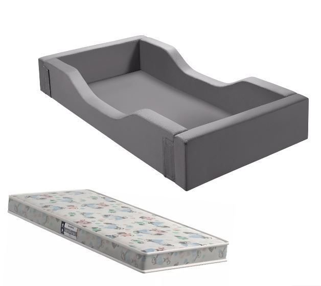 Cama Infantil Espumada Clara Premium Conforto Quarto Criança Proteção Moderna com Colchão Cor Cinza