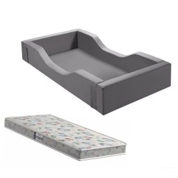 Cama Infantil Espumada Clara Premium Conforto Quarto Criança Proteção Moderna com Colchão Cor Cinza - 1
