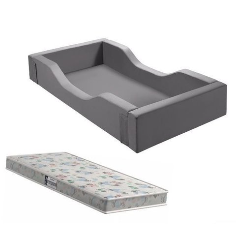 Cama Infantil Espumada Clara Premium Conforto Quarto Criança Proteção Moderna com Colchão Cor Cinza