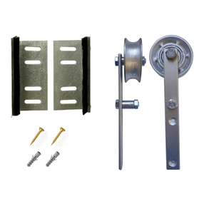 Kit P/ Porta Celeiro 2 Roldanas Aparente - Tubular 1,10 M - Prata- Al-fer
