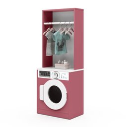 Lavanderia Infantil Diana Maquina de Lavar C/ Cabideiro Branco e Rosa - 3