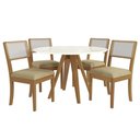 Ver imagem 1 de Mesa Cozinha Duna Premium Madeira Maciça C/ Tampo Madeirado C/ Vidro 120x120cm e 4 Cadeiras Lola
