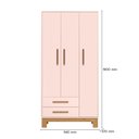 Ver imagem 2 de Conjunto Guarda Ropa Slim 3 Portas 2 Gavetas e Cômoda Trocador Rosa