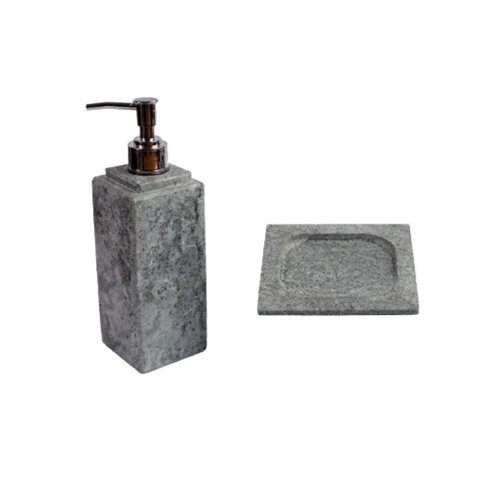 Kit Banheiro Bancada Lavabo Luxo em Pedra Sabão N02 Prata