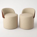 Ver imagem 2 de Kit 2 Puff Curvo com Encosto Redondo Orgânico Sala Confortável Resistente Composé Suede Corino