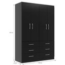 Ver imagem 2 de Guarda Roupa Casal Treviso 4 Portas 6 Gavetas - Black Black