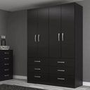 Ver imagem 1 de Guarda Roupa Casal Treviso 4 Portas 6 Gavetas - Black Black