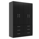 Ver imagem 3 de Guarda Roupa Casal Treviso 4 Portas 6 Gavetas - Black Black