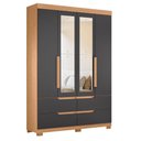 Ver imagem 4 de Guarda Roupa Solteiro Doble 04 Portas com Espelho e Cômoda Mobi Freijo Titanium - Móveis Albatroz