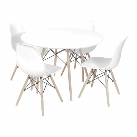 Conjunto Mesa Eames Branca 90cm e 4 Cadeiras Eames Pp Branca