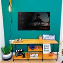 Ver imagem 2 de Rack de TV Industrial de Ferro 1,20m Carvalho e Preto