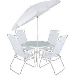 Conjunto Noronha em Aluminio 4 Cadeiras + Mesa + G-sol Branco Bel - 1