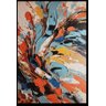 Quadro Decorativo Abstrato Vibrante com Moldura Caixa Preta, Ideal para Ambiente de Sala e Quarto - 1