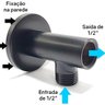 Posicionador Preto Fosco para Ducha Higiênica X Tubo Pex no Chão - D3014pt - 2