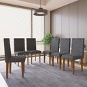 Ver imagem 1 de Conjunto 6 Cadeiras de Jantar com Pés em MDF Estofadas Fidelitá Itália Freijó/Grafite