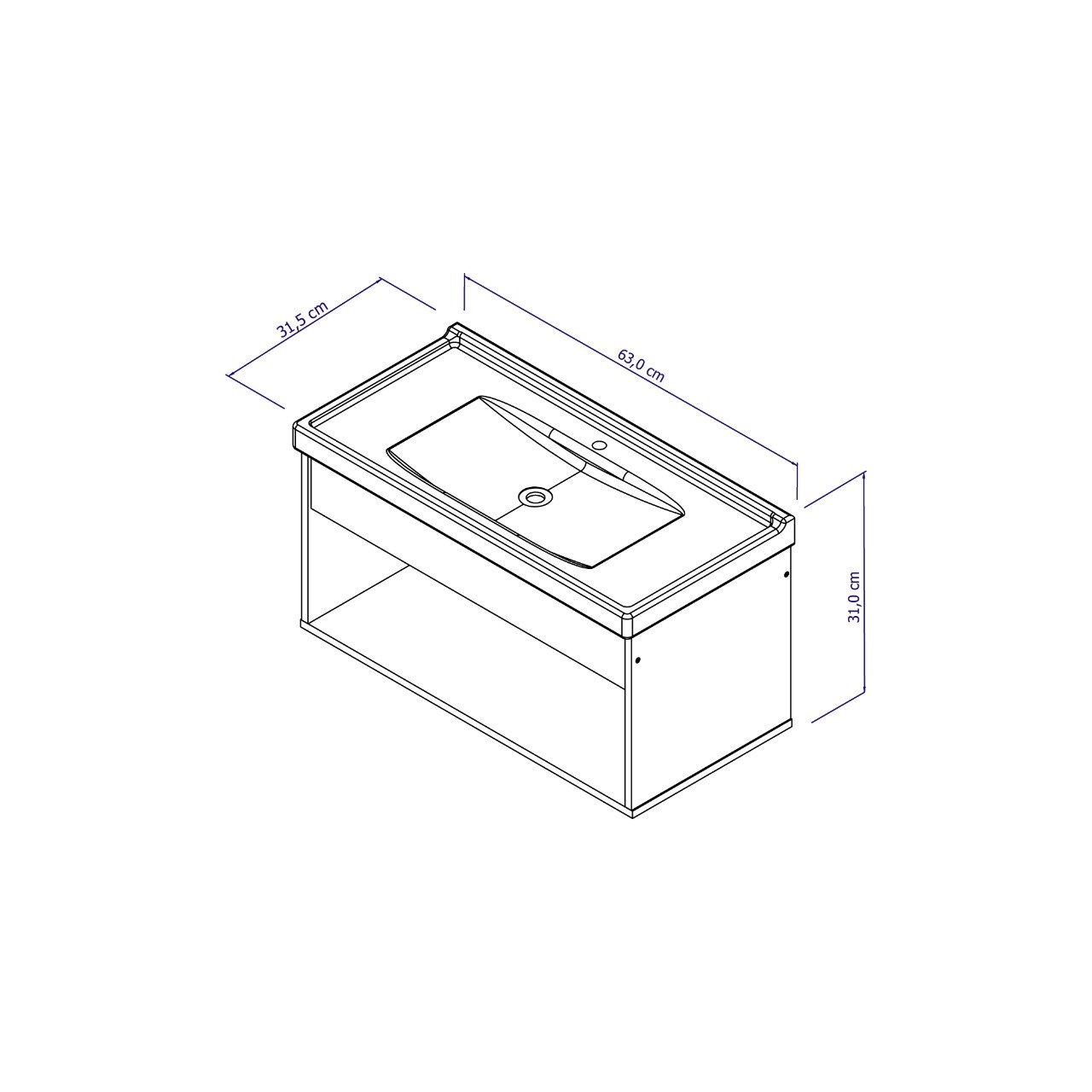 Gabinete Armario para Banheiro 100% MDF Zoff 63cm com Cuba - 5