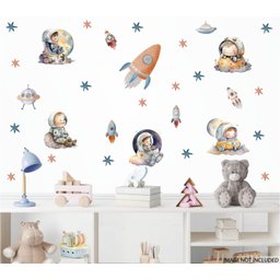 Adesivo de Parede Astronautas Bebês Cute no Espaço - 1