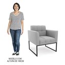 Ver imagem 7 de Sofá Namoradeira e 2 Poltronas Base Industrial Preto Ana Suede Cinza - Ibiza