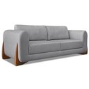 Ver imagem 4 de Kit Poltrona e Sofá Living 2 Lugares 1,80m Lottus Linho Grafite Pés Castanho - Pallazio