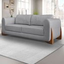Ver imagem 2 de Kit Poltrona e Sofá Living 2 Lugares 1,80m Lottus Linho Grafite Pés Castanho - Pallazio