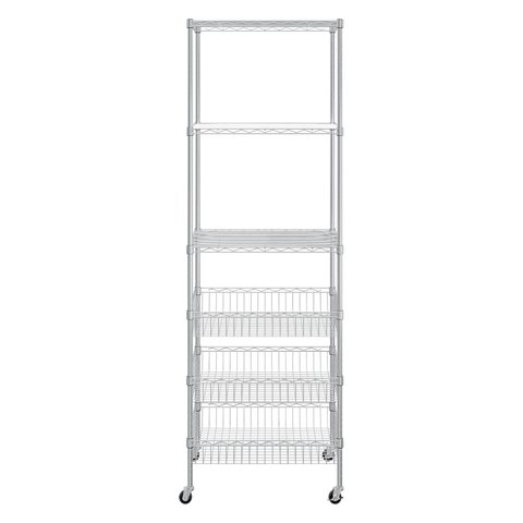 Estante Aço Cromado 6 Prateleiras Rack Aramado c/ Rodas Maxime