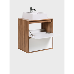 Gabinete para Banheiro com Cuba 60cm Mdf Freijo com Branco Dubai - On Móveis - 4