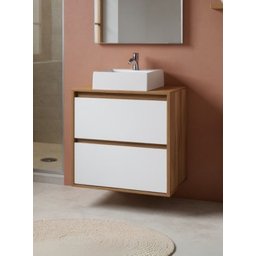 Gabinete para Banheiro com Cuba 60cm Mdf Freijo com Branco Dubai - On Móveis - 1