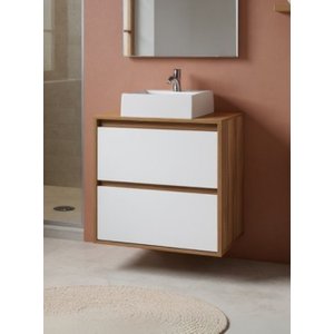 Gabinete para Banheiro com Cuba 60cm Mdf Freijo com Branco Dubai - On Móveis