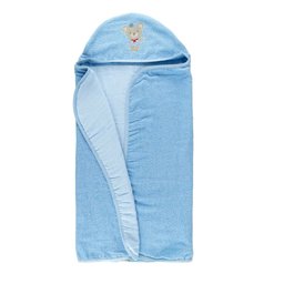 Toalha para Bebes com Fralda Macia e Capuz Bordado 70cm X 90cm 100% Algodão Gramatura 340g/m:azul - 1