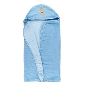 Toalha para Bebes com Fralda Macia e Capuz Bordado 70cm X 90cm 100% Algodão Gramatura 340g/m:azul