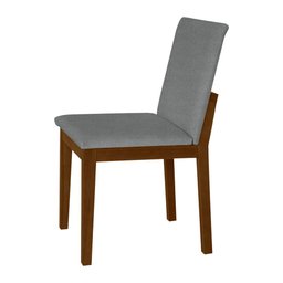 Kit 6 Cadeiras de Jantar Luxo Pérola Estofadas em Linho Cinza Base Madeira Maciça Imbuia - 3