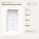 Ver imagem 3 de Balcão Micro-Ondas Duplo 2 Portas 1 Gaveta Branco Formimóveis