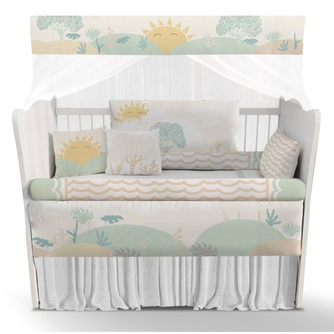 Kit Berço Enxoval de Bebê Verde Floresta Folhas - Kt505