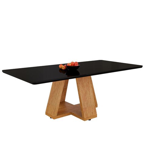 Mesa Retangular 160cm para Sala de Jantar ou Estar 6 Lugares:preto