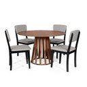Ver imagem 1 de Mesa de Jantar Redonda Gabi Noronha com 4 Cadeiras Estofadas Ella Preto/cinza Claro