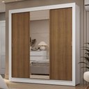 Ver imagem 1 de Guarda-roupa Casal 3 Portas de Correr com Espelho 2 Gavetas Branco/rustic Sublime Madesa