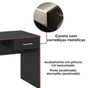 Ver imagem 5 de Mesa Escrivaninha Gamer 1 Gaveta 160 Cm Preto Vermelho Arly