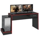 Ver imagem 1 de Mesa Escrivaninha Gamer 1 Gaveta 160 Cm Preto Vermelho Arly